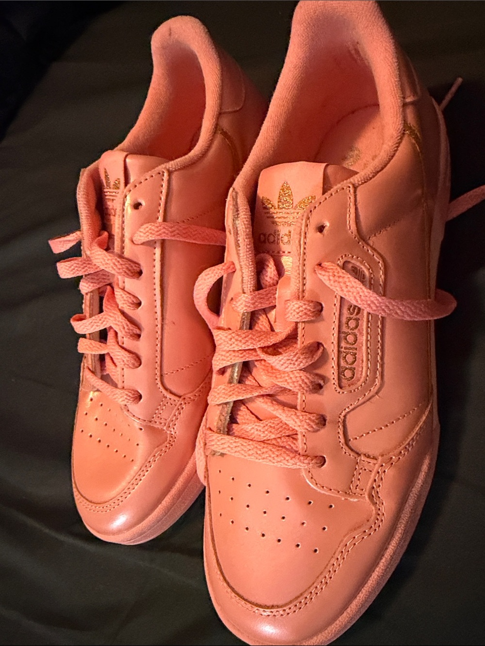 adidas Women’s Coral Pink Leather Casual Sneakers